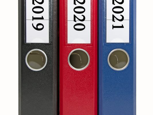 three colorful file folders for office documents