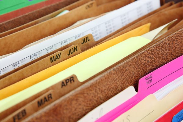 closeup of folders in expending file pockets