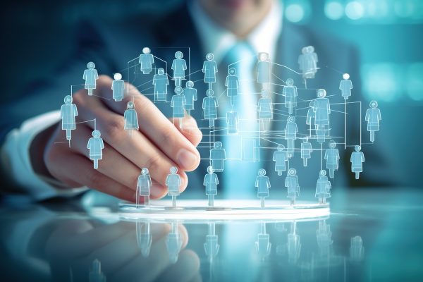 businessman analyzing data company growth projection long term growth strategy human management visionary