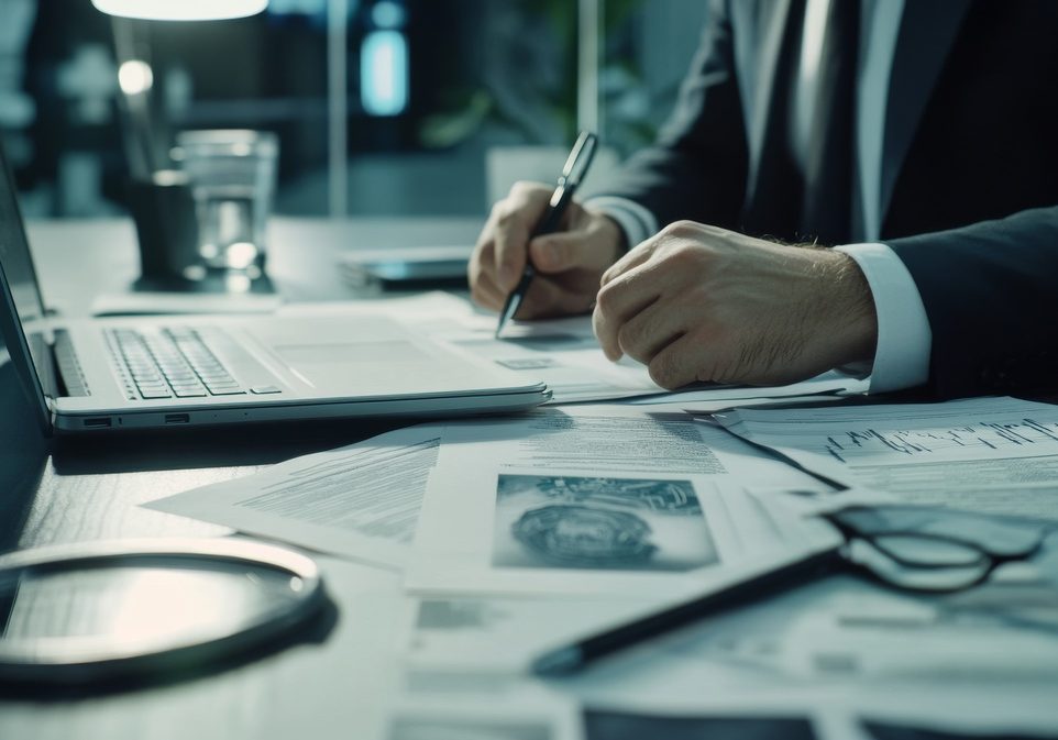money laundering audit review in a legal office. featuring investigation and detail
