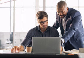leadership working with his employee