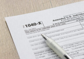 closeup of form 1040 x, amended u.s. individual income tax return.