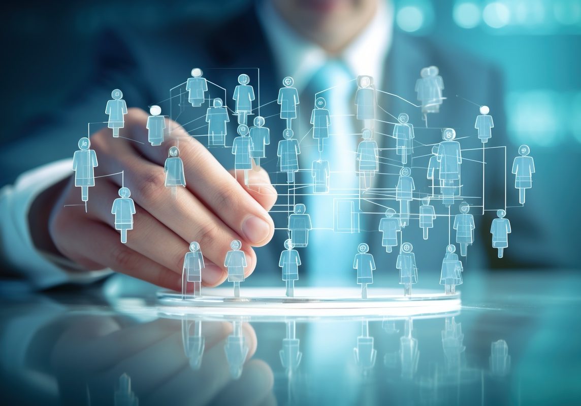businessman analyzing data company growth projection long term growth strategy human management visionary